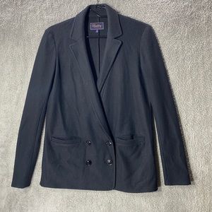 BUCKLEY TAILORS Black Blazer Womens Small Wool Double Breasted Jacket